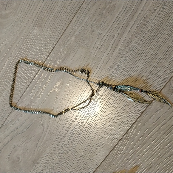 Antique patina gold leaf beads long necklace can be worn as choker - Picture 3 of 3